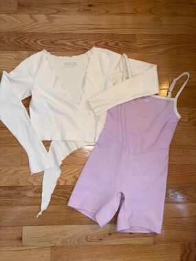 EUC 437 The Onesie + Wrap Top, parfait & cream, medium